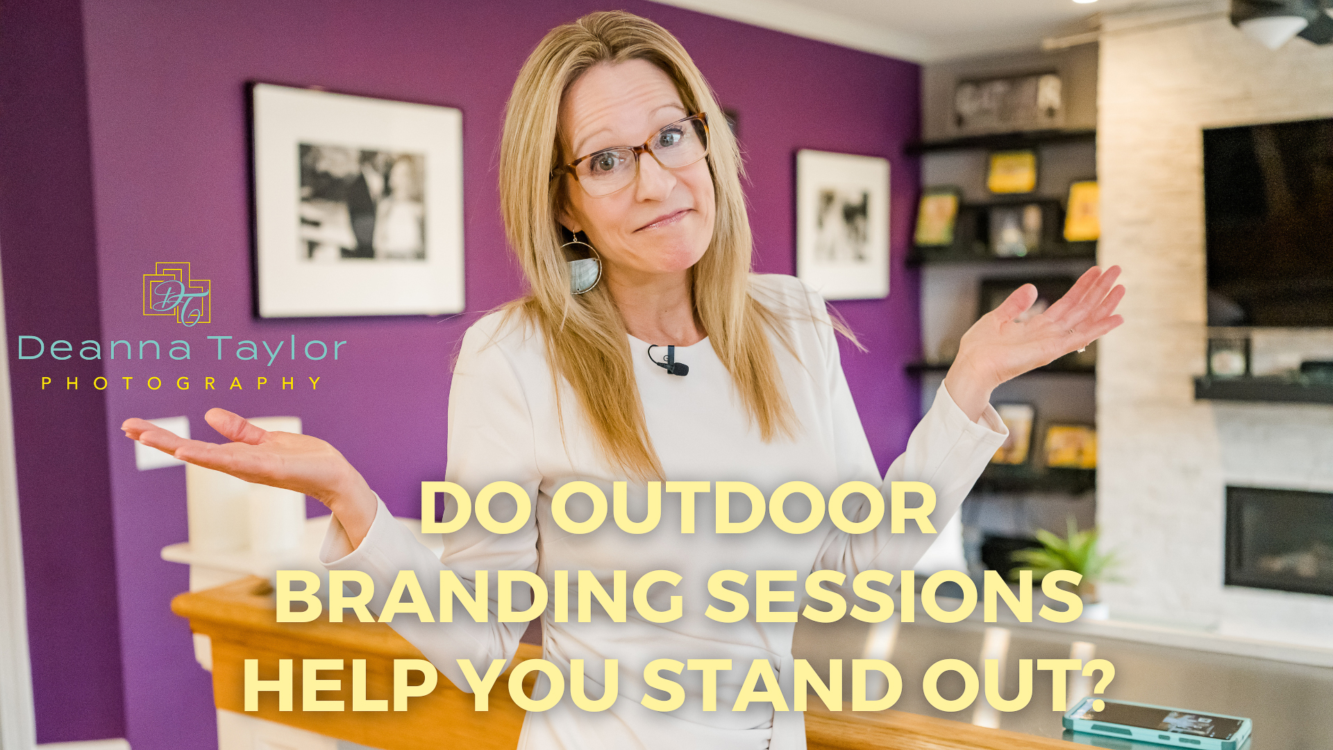 Woman with her hands up asking "Do Outdoor Branding Sessions Help You Stand Out?"